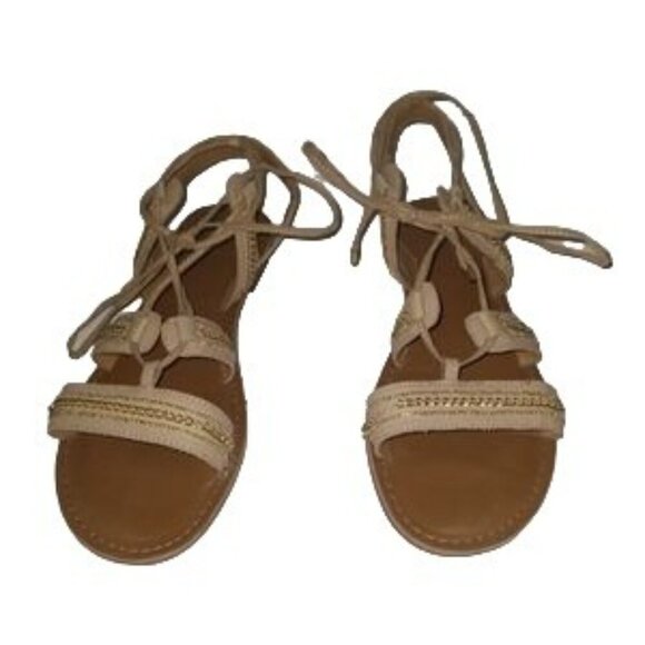 Franco Sarto Morale Beige Leather Gladiator Sandals - Picture 2 of 8